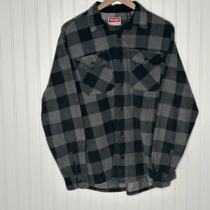Wrangler Premium Quality Black/Grey Men's Plaid Fleece Shirt Jacket Size M